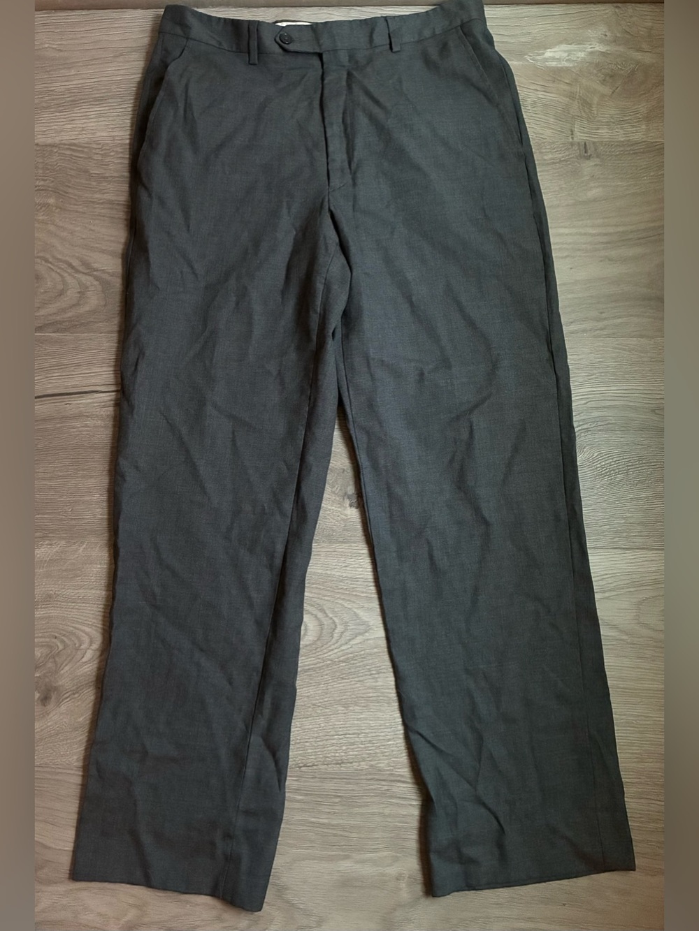 Santorelli Romeo Luxury Serge Mens Dress Pants 33x30 Gray 100% Virgin Wool Italy